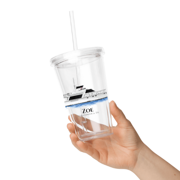 Personalized Boat Clear Plastic Tumbler - 16oz