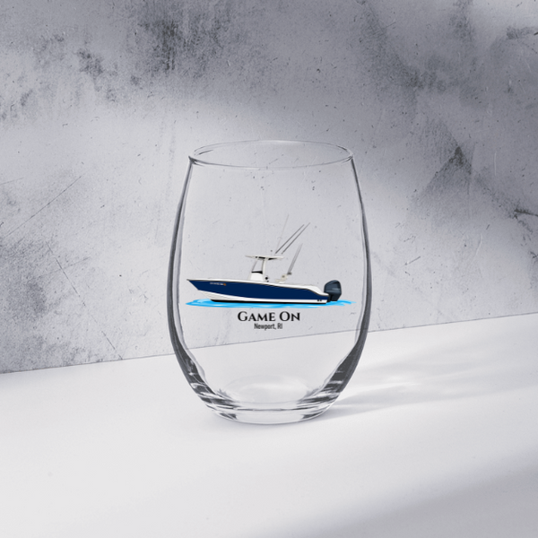 Personalized Boat Stemless Wine Glass – 15oz