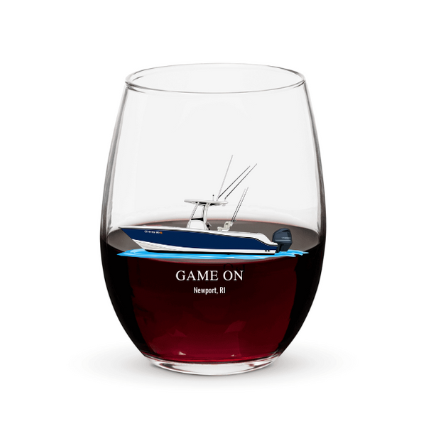 Personalized Boat Stemless Wine Glass – 15oz