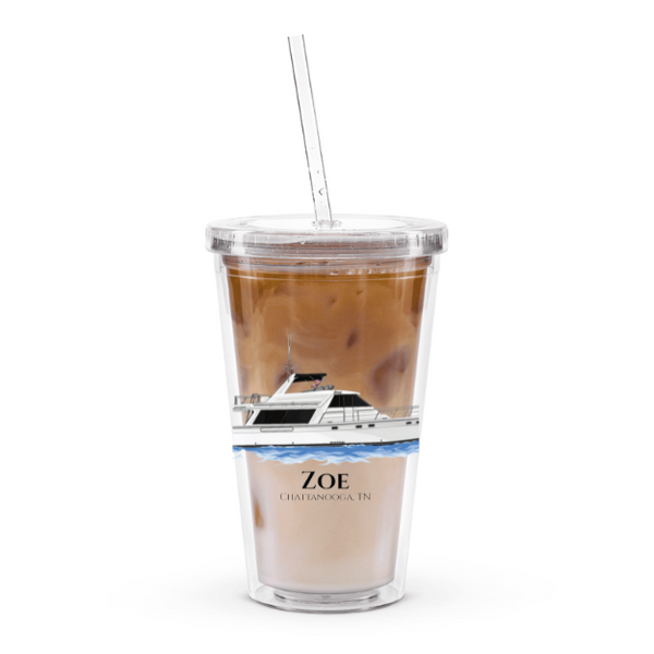 Personalized Boat Clear Plastic Tumbler - 16oz