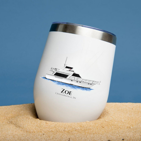 Personalized Stainless Steel Boat Wine Tumbler – 12 oz