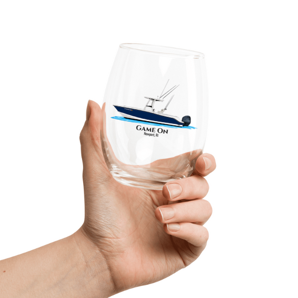Personalized Boat Stemless Wine Glass – 15oz