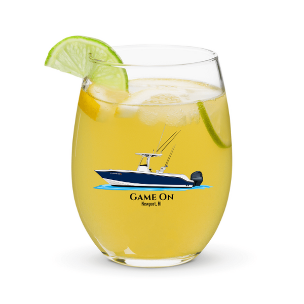 Personalized Boat Stemless Wine Glass – 15oz
