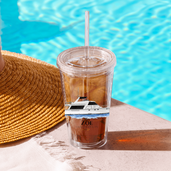 Personalized Boat Clear Plastic Tumbler - 16oz