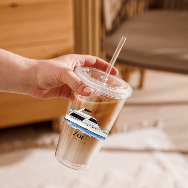Personalized Boat Clear Plastic Tumbler - 16oz