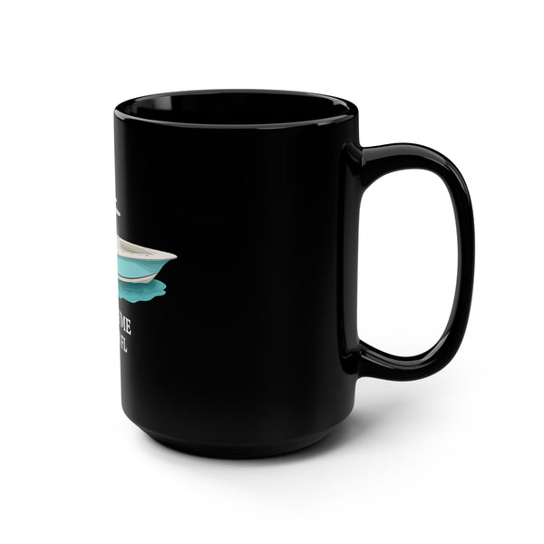Personalized Black Mug with Boat Design - 15oz