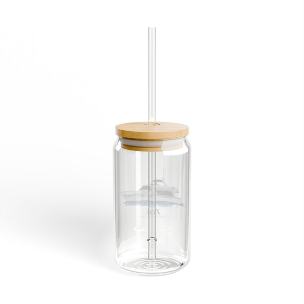 Personalized Boat Can Glass – Bamboo Lid and Reusable Straw