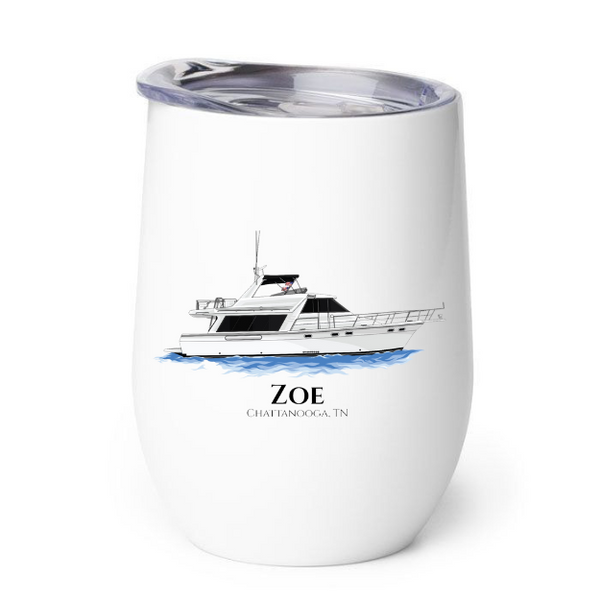 Personalized Stainless Steel Boat Wine Tumbler – 12 oz