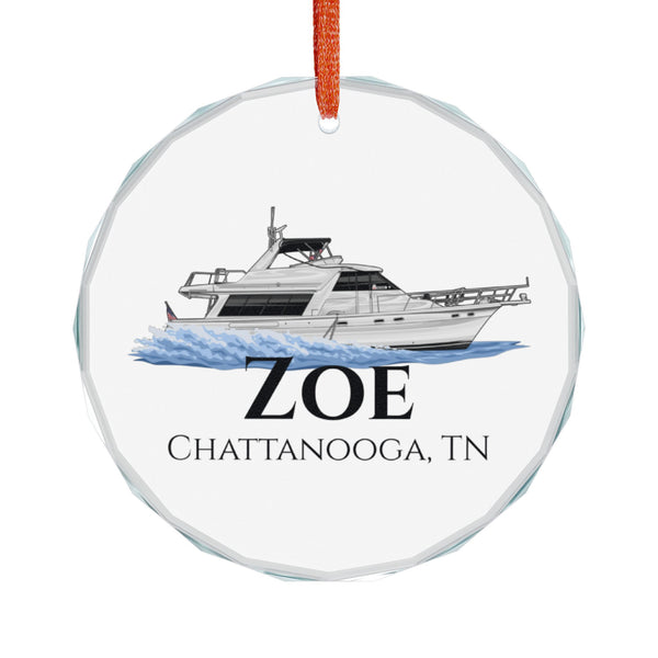 Custom Boat Crystal Glass Ornament - Nautical Heart Keepsake, Custom Boat Decor, Gift for Boat Lovers, Beach House Decoration